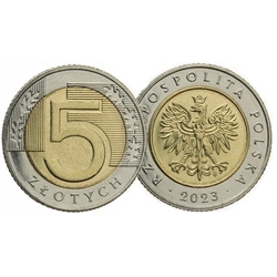 Banca Națională a Poloniei 5 zl din săculețul monetăriei Monedă 2023 UNC