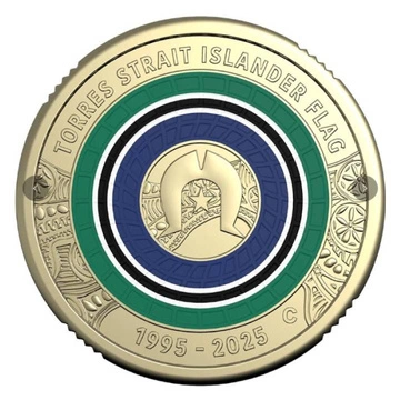 A 30-a aniversare a steagului Torres Strait Islander 2 dolari bronz colorat 2025 marcaj monetărie „C”