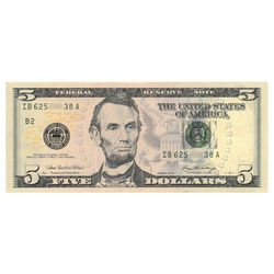 Bancnot SUA 5 dolari americani (5 U.S. dollars / 5 USD) UNC