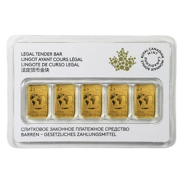 Set de monede-lingou de aur 5 × 1/10 uncie de aur Royal Canadian Mint 2016