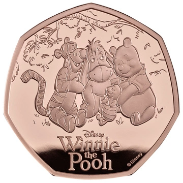 Monedă din aur 100 de ani de Winnie the Pooh – Prietenie 50p 2026 Proof