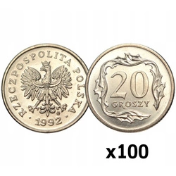 Banca Națională a Poloniei 20 groszy Sac monetar (100 bucăți) - Ani diferiți