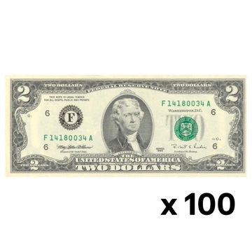 Bancnot SUA 2 dolari 2 U.S. dollars / 2 USD UNC 100 bucăți