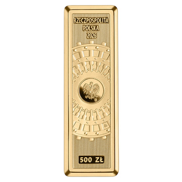 Monedă de Aur Banca Centrală Independentă - Rezervele de Aur ale Băncii Naționale a Poloniei 500 lei Aur 2026 Proof Etui/Folder