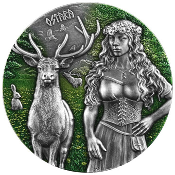 Valkyries Ostara colorată 2 oz argint 2023 Ultra High Relief