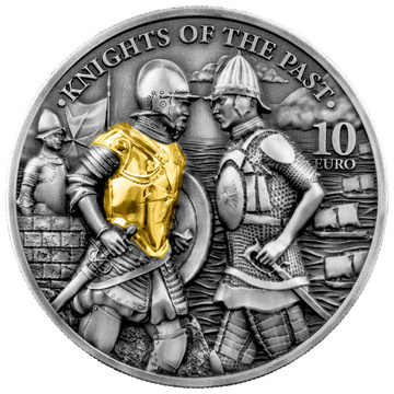 Malta Knights of the Past 2 oz argint aurită 2022 High Relief Antiqued Coin