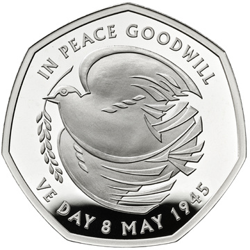 A 80-a Aniversare a Zilei VE 50p Argint 2025 Proof Piedfort