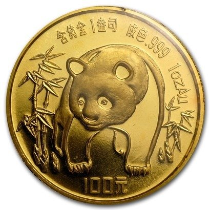 Chińska Panda 1 uncja Złota 1986