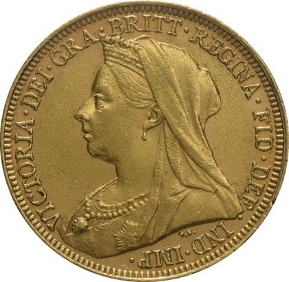 Złoty Suweren- Królowa Wiktoria w welonie 1893-1901